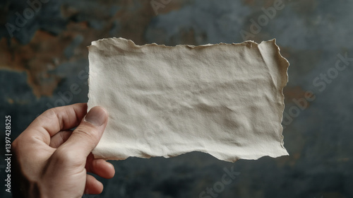 Obraz na płótnie Hand holding old paper; grunge background; message space; design element w salonie