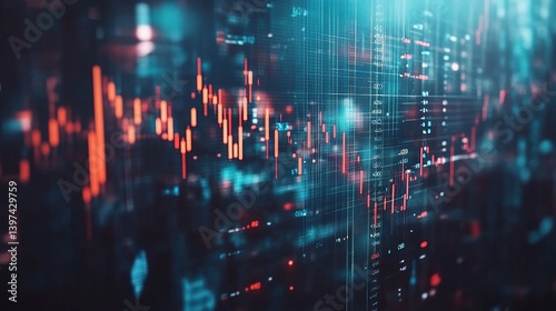 Digital Financial Graphs and Stock Market Concept Visualization