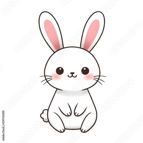 A cute digital illustration of a white bunny standing on its hind legs with an adorable expression.