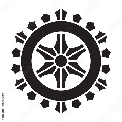 日本の伝統的な家紋「輪宝」のイラストです
An illustration of the traditional Japanese family crest "Rinpo".