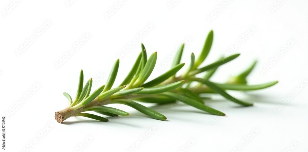 Isolated sprig of rosemary on white background, art, simple Isolated sprig of rosemary on white background, art, simple