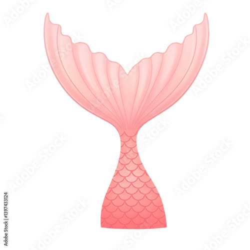 Stylized digital illustration of a pink mermaid tail with a gradient scale pattern and elegant fin details.