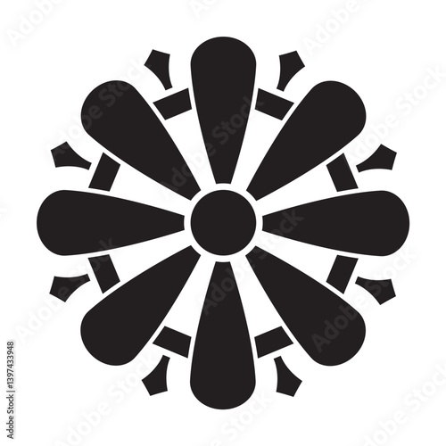 日本の伝統的な家紋「輪宝」のイラストです
An illustration of the traditional Japanese family crest "Rinpo".