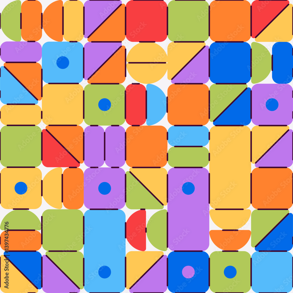 Children's constructor cubes. Different colors. Seamless abstract geometric pattern. Vector illustration. Blocks for building.