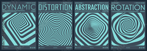 Abstract squares within squares. Optic art illustration. Dynamic effect. Cover design template. 3D vector illustration for brochure, poster, presentation, flyer or banner.