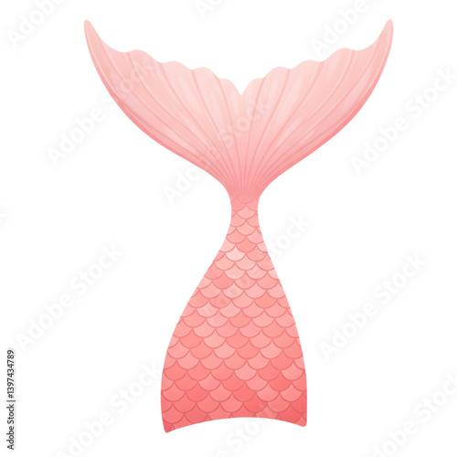 Stylized digital illustration of a pink mermaid tail with a gradient scale pattern and elegant fin details.