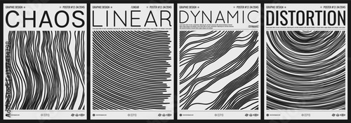 Irregular lines pattern in perspective. Geometric wallpaper with stripes. Strips similar to threads. Cover design template. Vector illustration for brochure, poster, presentation, flyer or banner.