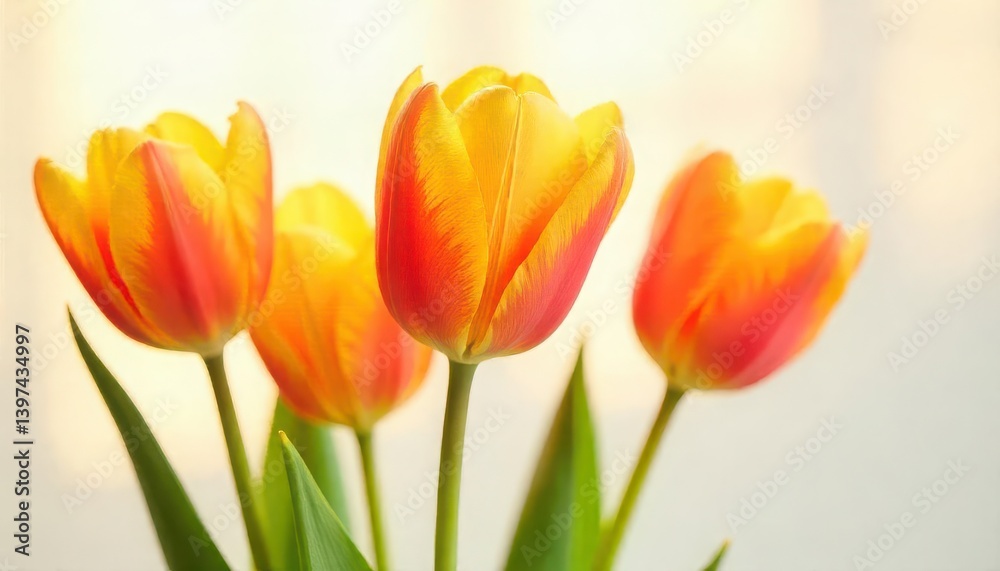 Beautiful spring tulips orange and yellow floral arrangement Beautiful spring tulips orange and yellow floral arrangement