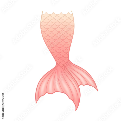 Stylized digital illustration of a pink mermaid tail with a gradient scale pattern and elegant fin details.