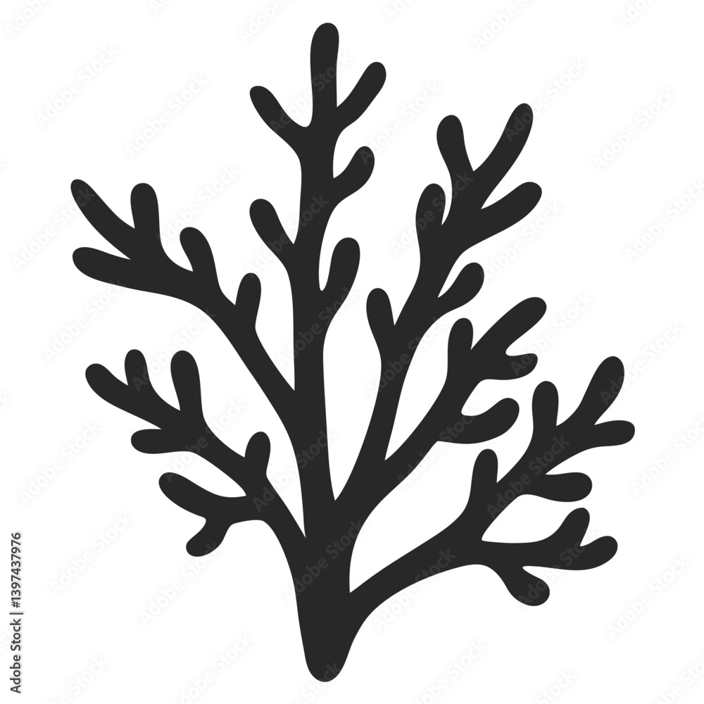 Fototapeta premium Silhouette Illustration Of Seaweed Underwater Marine Algae Ocean Plant Life
