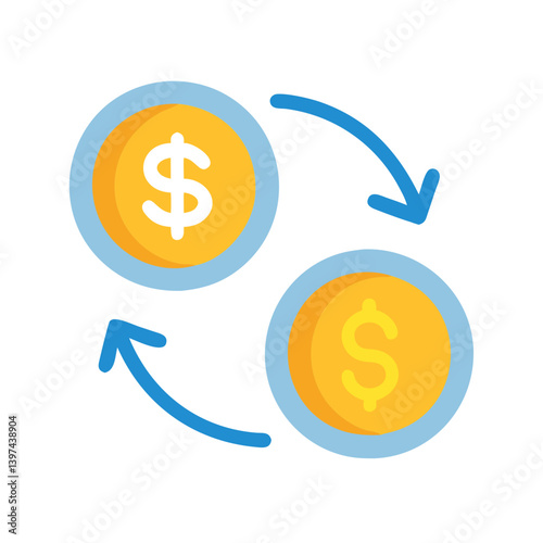  Colorful Currency Exchange Flat Icon