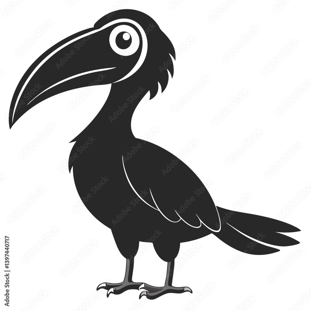 Fototapeta premium Funny Cartoon Hornbill Illustration Vector Graphic Asset For Creative Projects