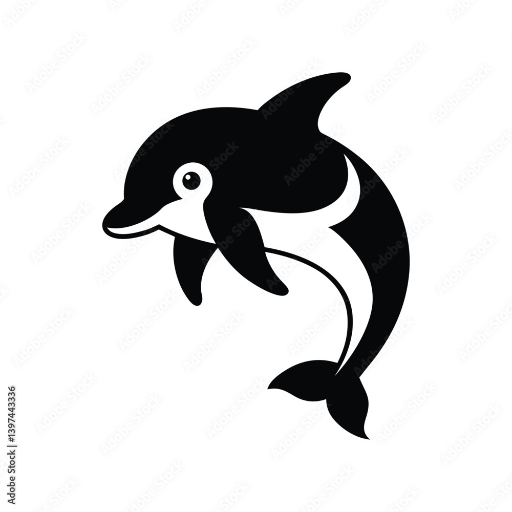 Fototapeta premium a vector illustration of a dolphin spinning in water.eps