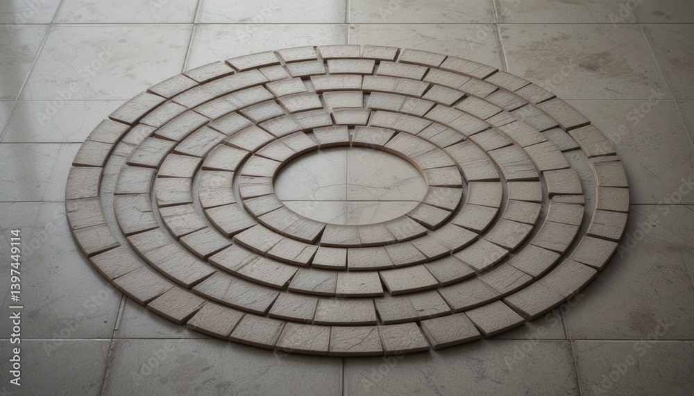 Intricate circular tile installation art modern home visual content indoor setting elevated perspective creative design concepts for home decor Intricate circular tile installation art modern home visual content indoor setting elevated perspective creative design concepts for home decor