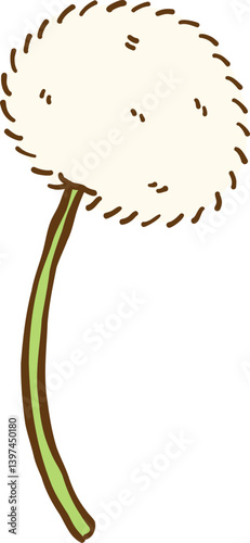 Cute Dandelion Flower Cartoon Hand Drawn