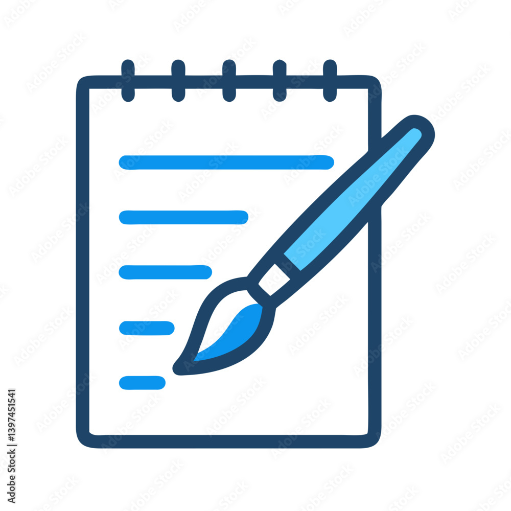 Notepad with Paintbrush Stroke Icon Design Notepad with Paintbrush Stroke Icon Design
