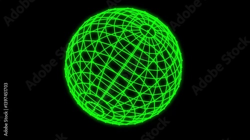 Big data neural network wireframe mesh sphere with dot and lines. Analysis of information. Visual data infographics design. Science technology. Digital Data Available in 4K video render footage.