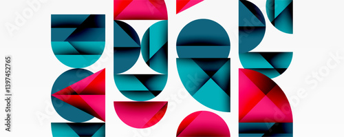 Abstract typography spells DUCK using geometric shapes. Teal, pink, dark blue combine creating dynamic visual impact. Modern design, clean lines, bold colors dominate composition.