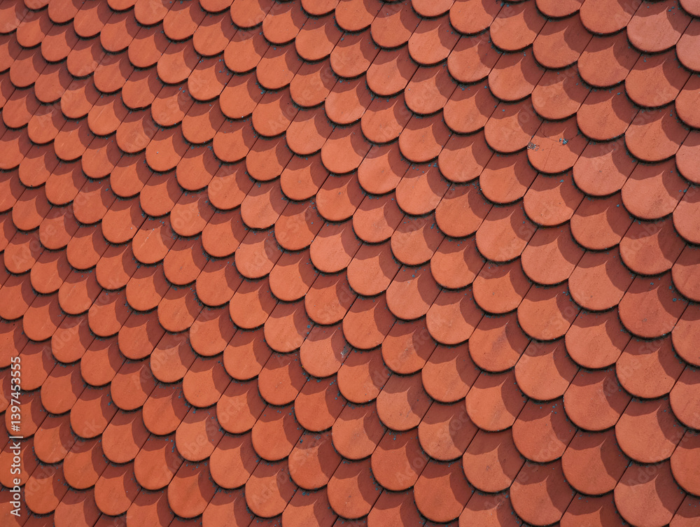 Red roof tiles creating repeating pattern