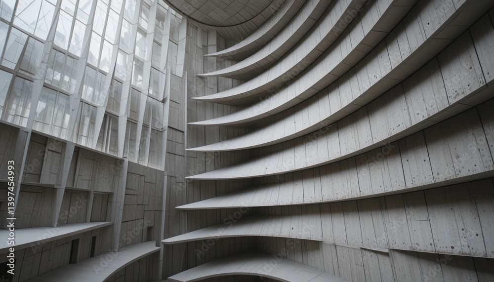 Naklejka premium Exploring modern architectural design indoor space photography contemporary environment wide-angle view innovative concepts in interior architecture