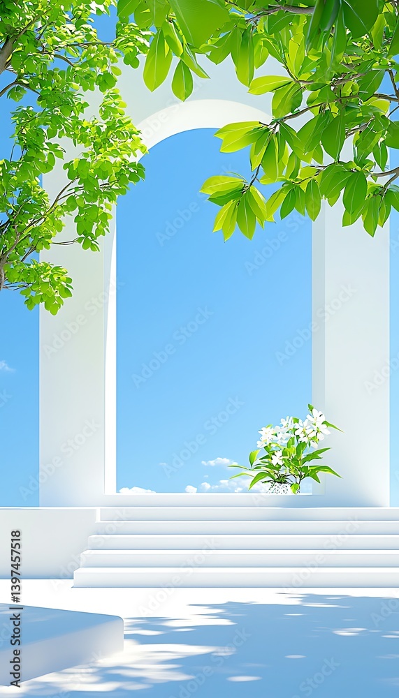 Obraz premium White Archway Garden Scene