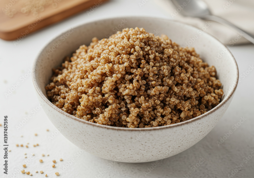 A bowl of fluffy, perfectly cooked quinoa, ready for a nutritious and delicious meal. A bowl of fluffy, perfectly cooked quinoa, ready for a nutritious and delicious meal.