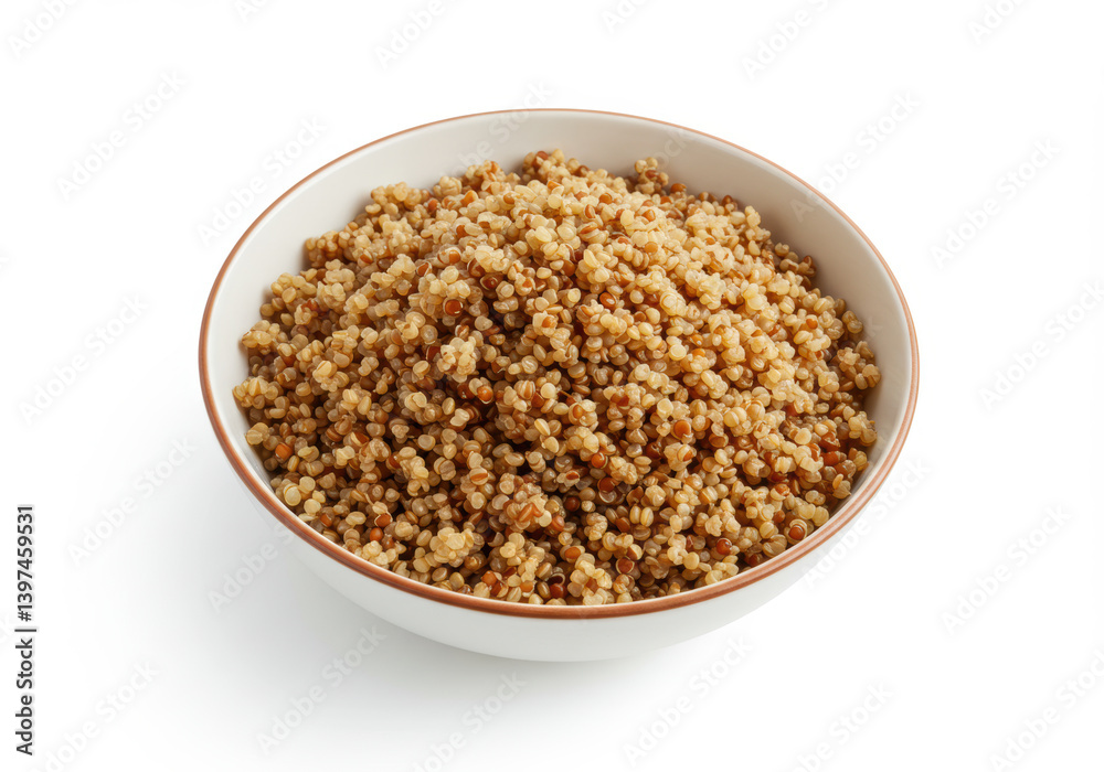 A full bowl of fluffy cooked quinoa, ready to be served as a nutritious meal option. A full bowl of fluffy cooked quinoa, ready to be served as a nutritious meal option.