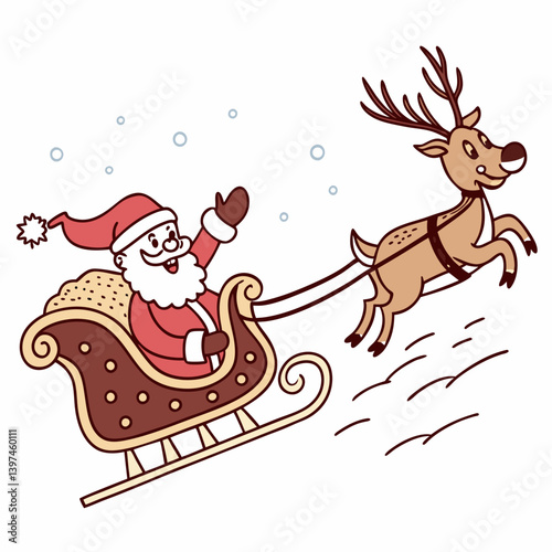 Sleigh ride emoji with Santa and reindeer in motion