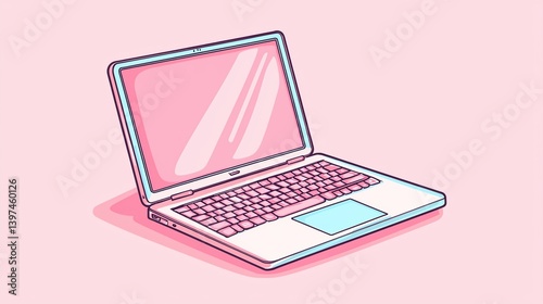 Pastel Laptop Illustration