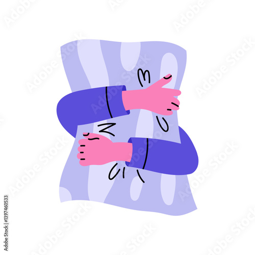 Hands squeeze the pillow