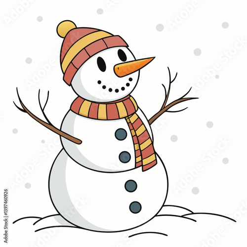 Snowman emoji with a carrot nose and cozy scarf