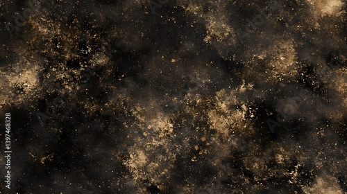 A dark backdrop speckled with golden flecks, creating a celestial-like texture.