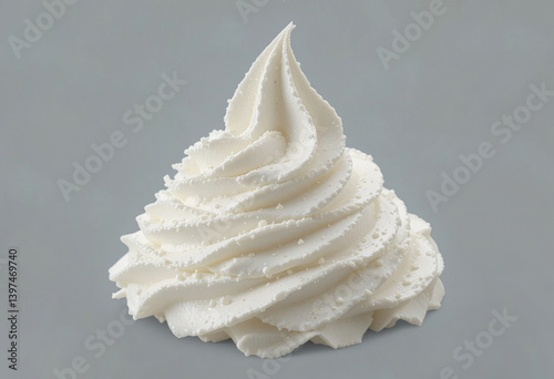 Swirl of Fresh Whipped Cream Isolated on Neutral Background