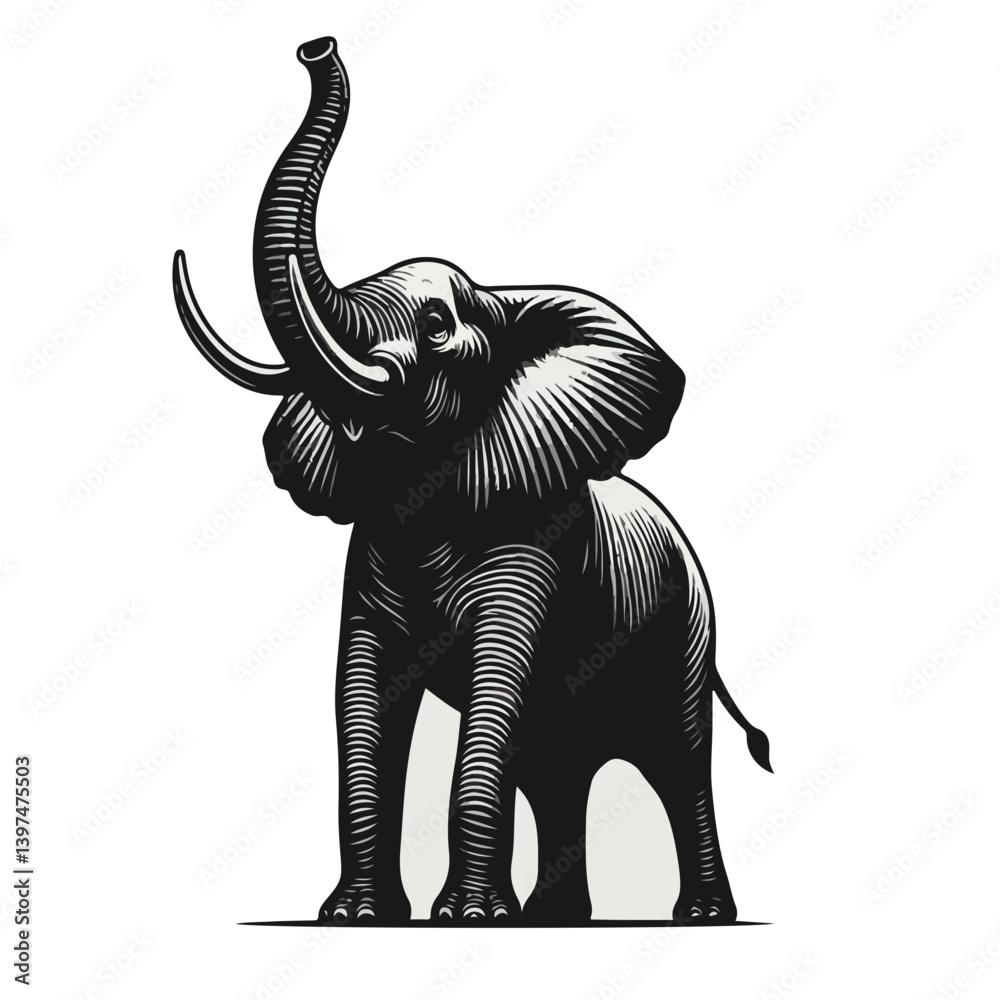 Obraz premium Majestic Elephant with Raised Trunk Vector