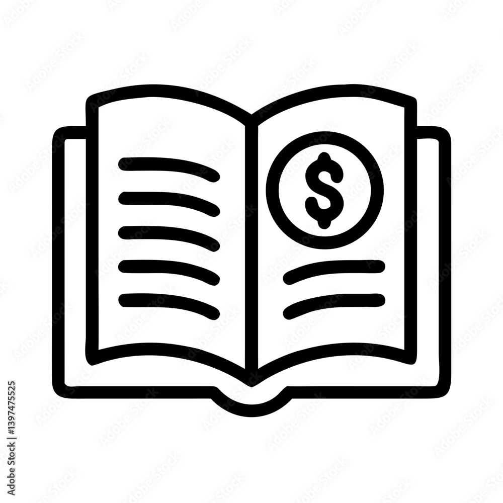 Open Book with Dollar Symbol Icon Design Open Book with Dollar Symbol Icon Design