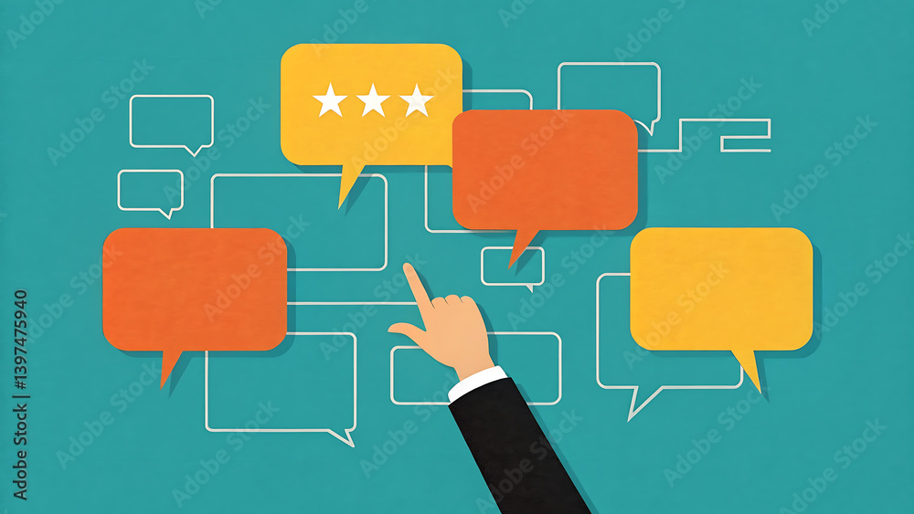 Vibrant Communication Design with Speech Bubbles and Hand Gesture Vibrant Communication Design with Speech Bubbles and Hand Gesture