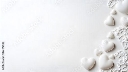 White hearts arranged on a light background creating a romantic atmosphere for celebrations and special occasions love decoration concept