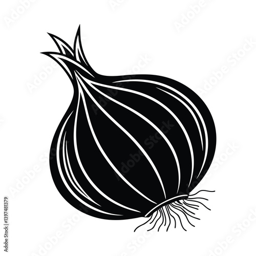 Onion Silhouette isolated on a white background