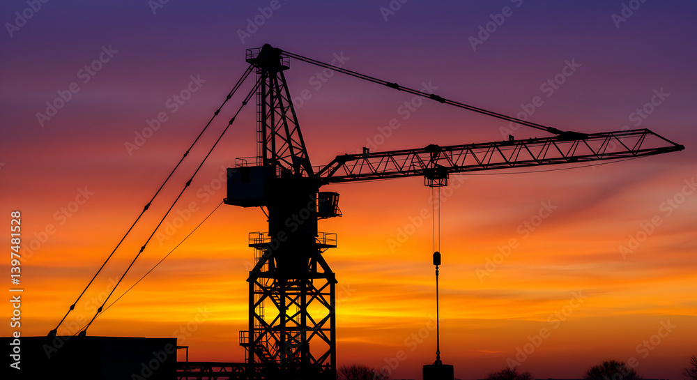 Silhouette Crane At Sunset Silhouette Crane At Sunset