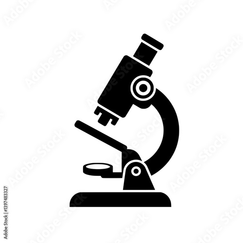 Black Silhouette of a Compound Light Microscope