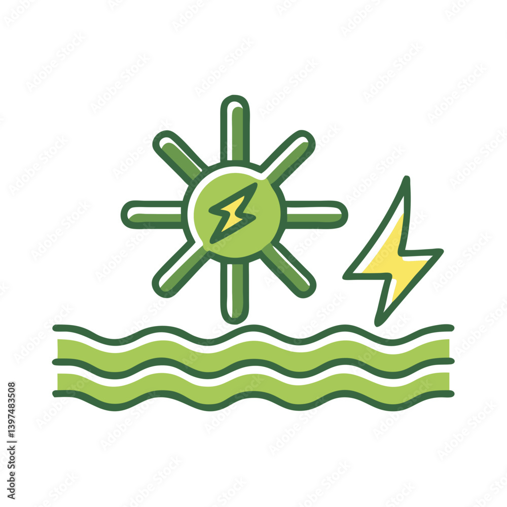 Tidal energy icon representing green energy and eco-friendliness  