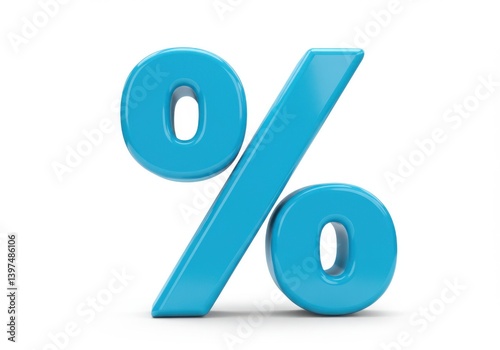 Cyan percentage sign on a plain white surface
