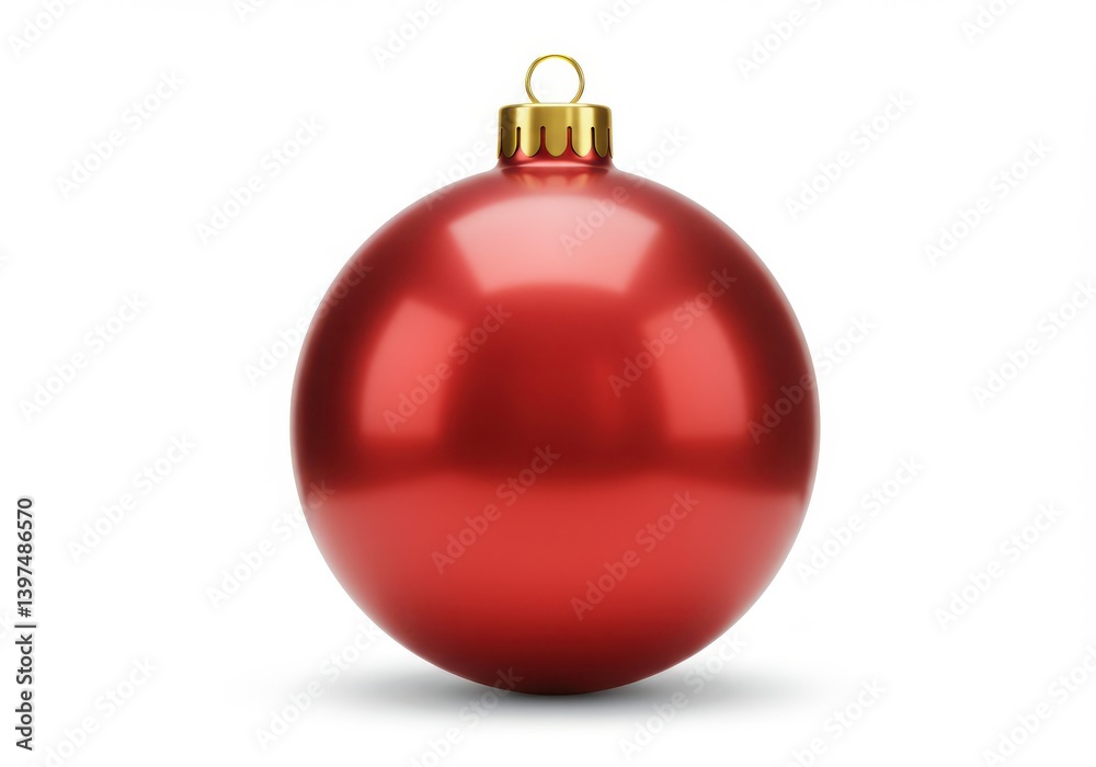 Shiny crimson bauble with golden loop on a white surface