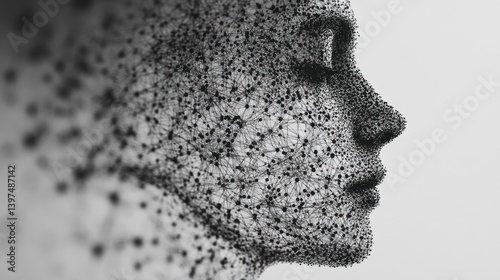 Fototapeta Naklejka Na Ścianę i Meble -  Digital Face: A Network of Connections