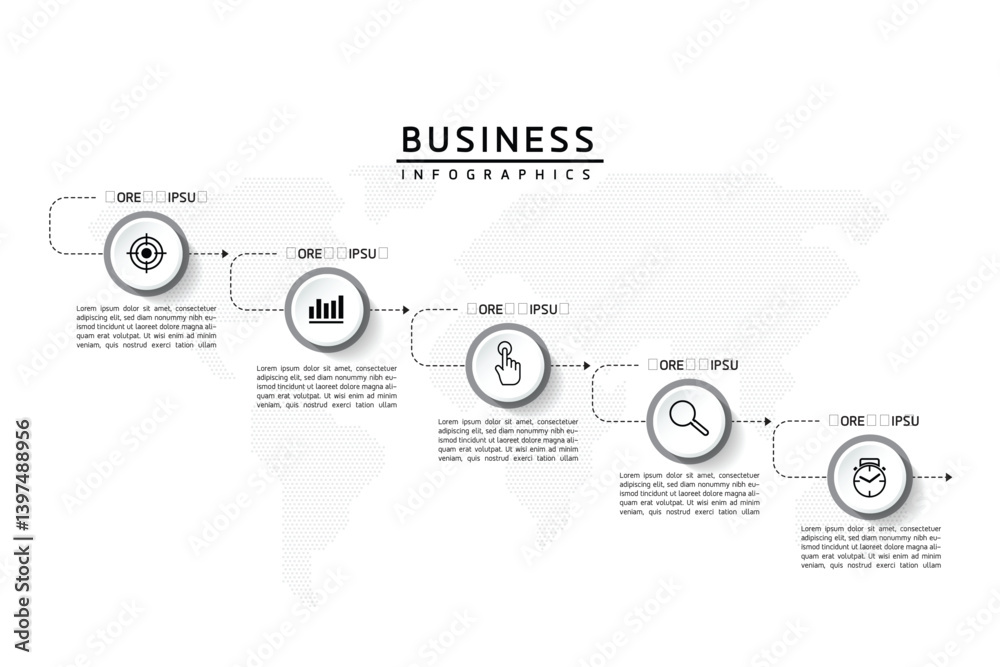 Fototapeta premium Vector business Presentation Connecting Steps Infographic Template