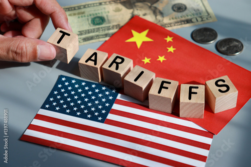 Reciprocal tariffs, trade war between The United state of America and China. Trump Trade Tariffs policy.