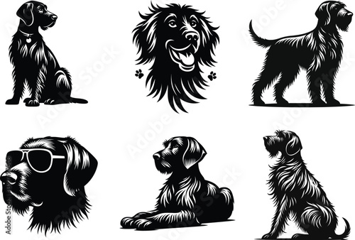 Cute German Wirehaired Pointer Dog Art, Printable Digital Dog Design
