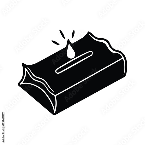 Black And White Wet Wipes Package Icon For Hygiene And Cleaning