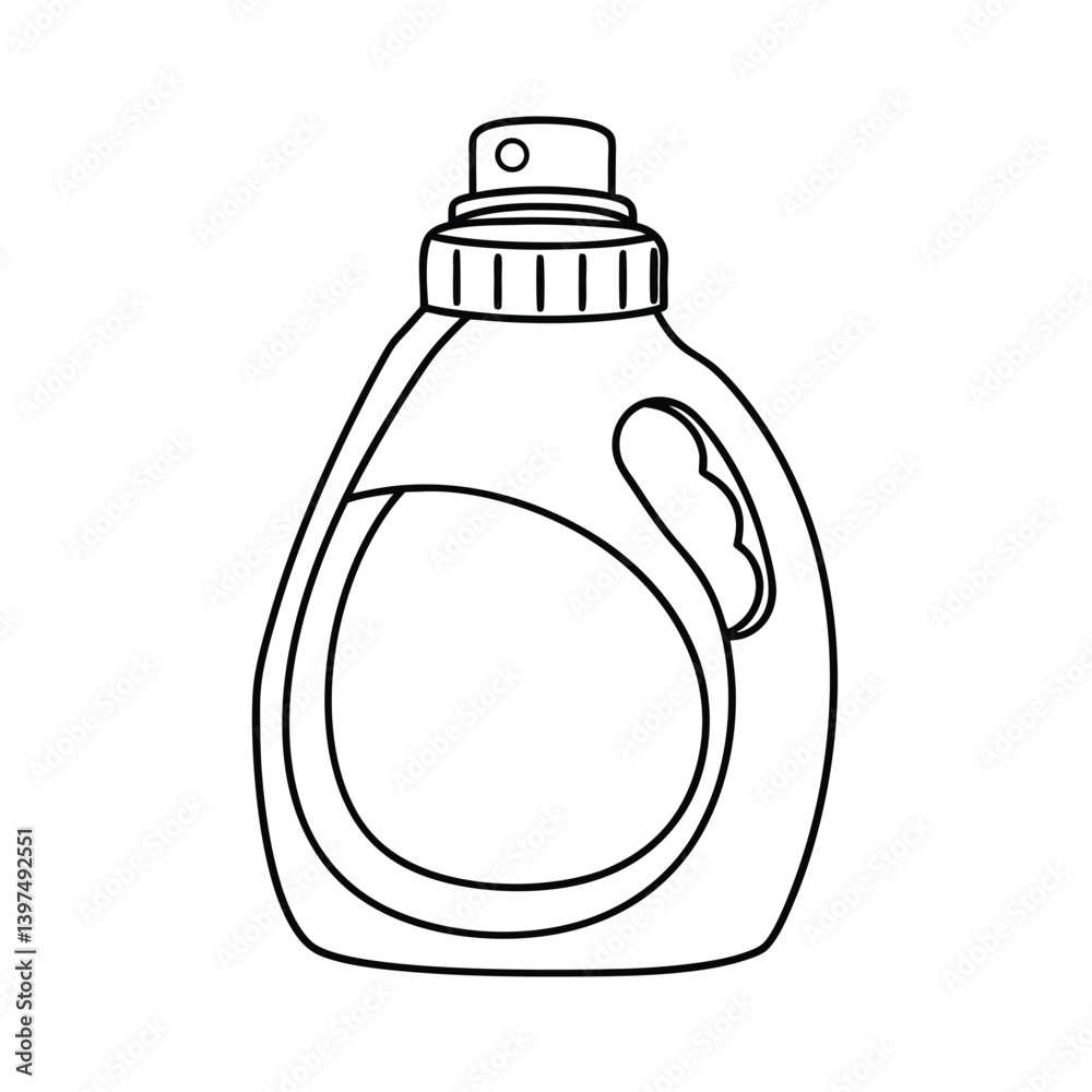 Outline Illustration Of Laundry Detergent Bottle For Cleaning And Washing Outline Illustration Of Laundry Detergent Bottle For Cleaning And Washing