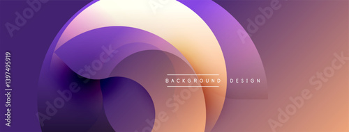 Abstract flowing shapes create dynamic gradient background. Purple, orange hues blend seamlessly, offering modern visual experience. Minimalist design emphasizes smooth transitions.